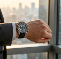 Montre mécanique automatique de luxe pour homme, multifonction, chronographe, cadran surface lunaire, bracelet en nylon, montre sport