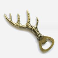 Zink legierung Tier Thema Bierflaschen öffner mit antikem Bronze Geweih geformt Metall Handwerk Geschenk für das chinesische Neujahr Vatertag