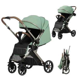 <span class=keywords><strong>Poussette</strong></span> de luxe pour nouveau-né, chariot de voyage 2-en-1 en coton avec cadre en acier inoxydable, poussée bidirectionnelle et rotation à 360°, pour bébés de 0 à 3 ans - Product Image 1