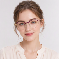 Gafas de Montura Redonda para Mujer, Construcción de Montura Metálica Premium, Lentes de PC Resistentes a los Arañazos, Gafas Cómodas para Mujer