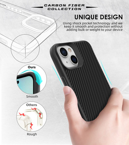 เคสโทรศัพท์คาร์บอนไฟเบอร์สีดำบริสุทธิ์สำหรับ iPhone 14 PLUS 13 12 11 PRO MAX เคสป้องกันการตกบางเฉียบเคสโทรศัพท์ - Product Image 5