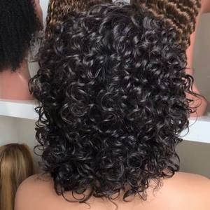 Pelucas de Cabello Brasileño Corto Bob con Ondas de Agua, Sin Pegamento, Pre-Desplumadas, Nudos Decolorados, Encaje Frontal 13x4, Cabello de Bebé, Estilo Rizado, 180% de Densidad - Product Image 4