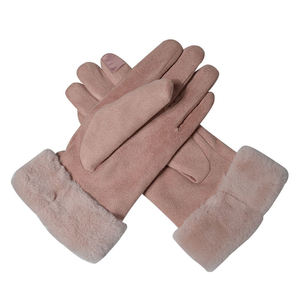 Gants d'hiver pour femmes en gros - En stock, grande quantité, gants en velours pas chers avec poignets en fausse fourrure et gants d'hiver chauffants - Product Image 4