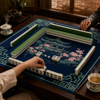 Nappe de Mahjong de Luxe Antidérapante en Microfibre Polyester et Caoutchouc Naturel, Tapis de Jeu Pliable et Portable pour Jeux de Cartes Familiaux