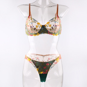 Ensemble <span class=keywords><strong>de</strong></span> lingerie sexy en dentelle brodée <span class=keywords><strong>de</strong></span> fleurs pour femme, style jardin, sous-vêtements fantaisie Victoria Secret - Product Image 5