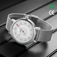 SINOBI bleu marine montres en cuir OEM ODM marque privée montre à Quartz hommes en acier inoxydable analogique Saat