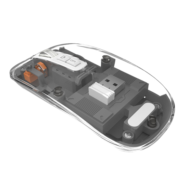 Dual Mode Portable Slim Transparent Mouse Wireless Silent Rechargeable Mouse