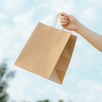 Sacs en papier kraft blanc et brun de luxe écologiques et recyclables pour la vente en gros, pour café, aliments, à emporter, shopping, avec lamination personnalisée