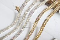 Cadena de diamante de agua chapada en AB de plata multicolor, garra de 3 filas, ropa personalizable, cadenas de copa de cristal, Material de diamantes de imitación de cristal