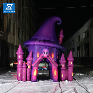 Énorme château de chapeau de sorcière de diable violet d'éclairage de LED gonflable avec <span class=keywords><strong>la</strong></span> tête de fantôme sur le front pour Halloween - Product Image 6