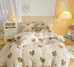 Juego de ropa de cama gruesa de lana de leche, juego de cuatro piezas de edredón de lana de coral, Farais, Sábana polar de <span class=keywords><strong>doble</strong></span> <span class=keywords><strong>cara</strong></span> - Product Image 2