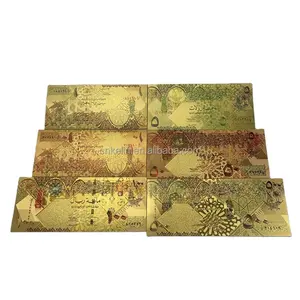 6 designs Qatar 1 5 10 50 100 500 money 24k gold plated foil banknote in stock