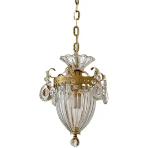 Mini Lustre Vintage Français en Cuivre Sculpté avec Cristaux, Style Américain, Lampe LED pour Salon, Installation Facile, Taille Moyenne - Product Image 5