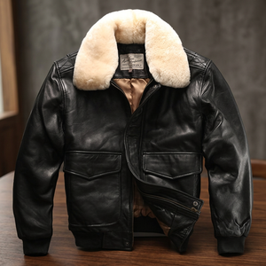 Custom Made 100% Cowhide Genuine Leather <b>Men</b> Black Coat Bomber Avirex Fly Breathable <b>Jacket</b> - Product Image 2