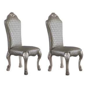 DB Modern Design Side <b>Chairs</b> Set of 2 Grey and Vintage Bone <b>White</b> for <b>Dining</b> - Product Image 1