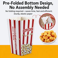 Sacs à Popcorn Personnalisés en Carton Blanc Qualité Alimentaire avec Rayures Rouges, Boîte à Popcorn Auto-ouvrante pour Fast-Food et Cinéma