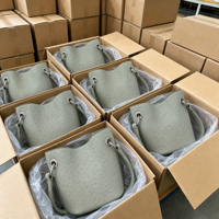 Bolso de Hombro Tipo Cubo de Piel Sintética con Estampado de Avestruz Verde Salvia, Elegante y Chic para Uso Diario, Personalizable OEM