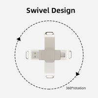 Memoria USB 2 en 1, USB-C y USB 2.0/3.0, Diseño Plano Metálico, Memoria USB para Juegos, Tipo C, USB 3.0, 128 GB