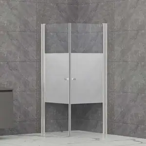 Köşe duş kabinleri/ark şekli dışa/içe Pivot kavisli cam köşe sürgülü kapı