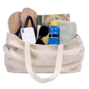 Bolso de hombro para playa con logotipo personalizado grueso, bolso de mano grande ecológico personalizado, bolso de compras con logotipo impreso personalizado