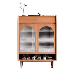 Mueble Zapatero de Madera Maciza y Ratán, Gran Capacidad, Minimalista, para Entrada o Sala de Estar - Product Image 5