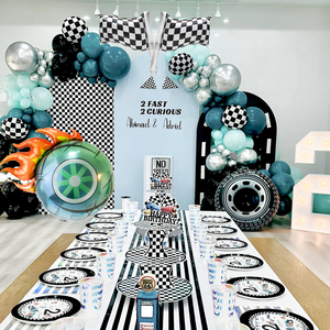 Ballons en caoutchouc en forme de pneus de voiture de course CYmylar, fournitures de fête, ballons en feuille de pneus à damier pour enfants, décoration de fête de voiture monstre - Product Image 6