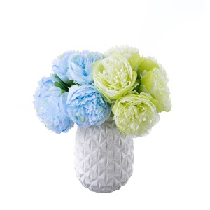 Bouquet de pivoines artificielles CallaFloral, 5 têtes, bleu vert, fleurs artificielles réalistes pour mariage, décoration de la maison - Product Image 5