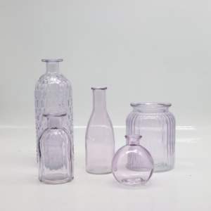 फ्रेंच शैली के रोमांटिक बैंगनी त्रिकोणीय एम्बेड ग्लास टेबल वेस छोटे ताजा घर नरम सजावट विंटेज लक्जरी हाइड्रोपोनिक - Product Image 6