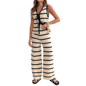 Mùa Hè Độc Quyền Phụ Nữ Phù Hợp Với Dệt Kim Quần Phía Trước Ren-Lên Không Tay Lỏng Phù Hợp Với Đầu Gối Chiều Dài Giản Dị <span class=keywords><strong>Leopard</strong></span> Mô Hình - Product Image 5