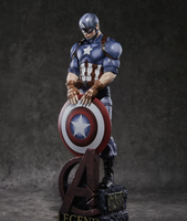 Figura de acción coleccionable de los Vengadores de Marvel, pintada a mano con detalles artísticos, para exhibición en escritorio, con escudo de resina.