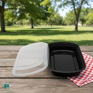 Contenedor de Almacenamiento de Alimentos Desechable Ligero de Plástico PP Apto para Microondas HACAMY con Tapa Hermética para Entrega a Domicilio - Product Image 1