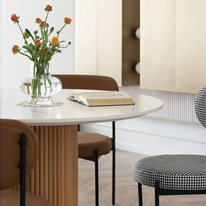 Новый дизайн, мебель в скандинавском стиле, столовая, бетонный круглый центральный стол, акцент, тафель, обеденный стол, деревянный обеденный стол, набор - Product Image 5