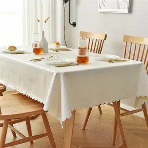 Nappe en coton et polyester pour mariage, couverture de draps de table à manger personnalisés anti-rayures, nappe en PVC uni