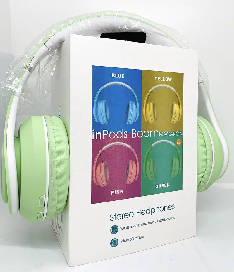 Casque d'écoute pliable inpods, écouteurs HI-FI stéréo, musique avec fente pour carte SD, promo Amazon