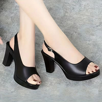 Y 35-41 Nouvelles Sandales à Talons Hauts Épais, Plateforme Imperméable, Bout Ouvert, Grandes Tailles pour Femmes