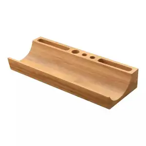 Instock supporto per occhiali da telefono con portapenne in legno di bambù di vendita caldo per Organizer per pennelli da trucco da scrivania