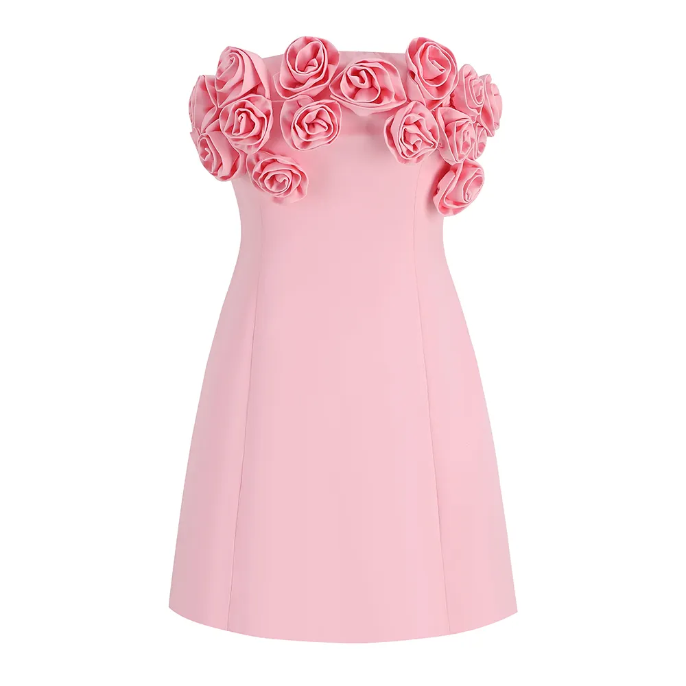 SB2667 vestidos rosas de verano para mujer, minivestidos de fiesta sin mangas ajustados, hermoso vestido de flores nuevo de gama alta
