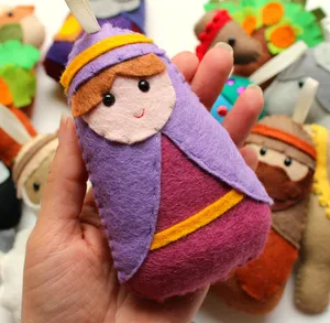 Baubles all'ingrosso fatti <span class=keywords><strong>a</strong></span> mano muro custom baubles presepe set figurine decorazione in feltro albero di natale ornamenti appesi - Product Image 2