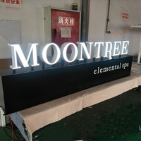 Enseigne lumineuse LED personnalisée pour intérieur, lettres en acrylique éclairées par l'avant, base en acier inoxydable, enseigne de réception pour hôtel, spa