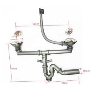 <span class=keywords><strong>Sifone</strong></span> Moderno in Acciaio Inox 201+Plastica per Lavello da Cucina a Doppia Vasca 1,5 Pollici con Filtro da 110mm di Diametro - Product Image 1