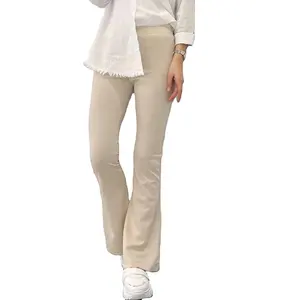 Bej pantolon ürün uzunluğu 105 Cm 95% Polyester - 5% Lcra rahat ve rahat kadın pantolon uzun