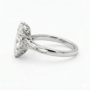 Elegant Marquise Cut Lab Grown Diamond Ring Solid 14K 18K White Gold Twisted Band <b>Cluster</b> Engagement Ring for Women - Product Image 2