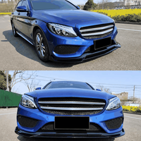 Splitter Bumper Depan Mobil W205 Gloss Black Carbon Fiber Look Spoiler Dagu Depan untuk Mercedes Benz C Class W205 2015-2023