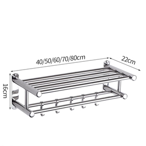 Hochwertiger Moderner Edelstahl Langlebiger Handtuchhalter für Badezimmer Bohrerfreier 2-Schichtiger Wandmontierter Organizer - Product Image 1