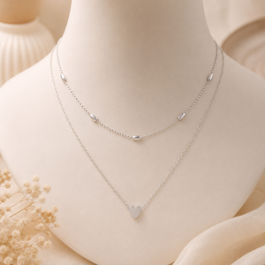 Collana con Ciondolo a Cuore a Doppio Strato per Donne, Catena a Strati per Clavicola, Gioielli Semplici e alla Moda - Product Image 3