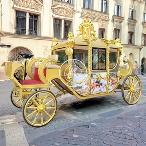 Exquisita Carruaje de Caballos de Princesa con 4 Ruedas, Escultura Real Popular, Carro de Boda en Venta - Product Image 5