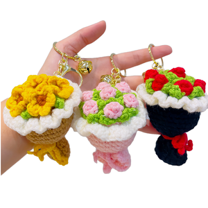 سلسلة مفاتيح يدوية الصنع من خيوط القطن المحبوكة، قلادة صغيرة لحمل المجوهرات على شكل زهرة، هدية إبداعية لأعياد الميلاد، زينة معلقة للحقائب - Product Image 1