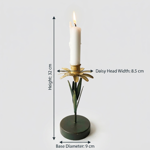 Floral <b>Brass</b> <b>Candlestick</b> Holder with Green Base for Home Decoration - Product Image 2