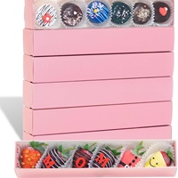 Boîtes à macarons et biscuits biodégradables transfrontalières pour desserts aux fraises, type tiroir, entièrement transparentes, emballage alimentaire