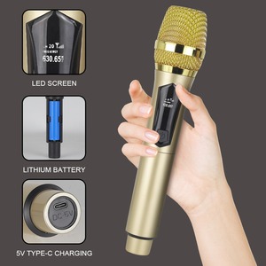Micrófono Inalámbrico Doble de 2.4G <span class=keywords><strong>para</strong></span> Karaoke, Micrófono Dinámico de Metal Inalámbrico <span class=keywords><strong>para</strong></span> Karaoke en Casa, KTV, Escenarios, Transmisión en Vivo - Product Image 3